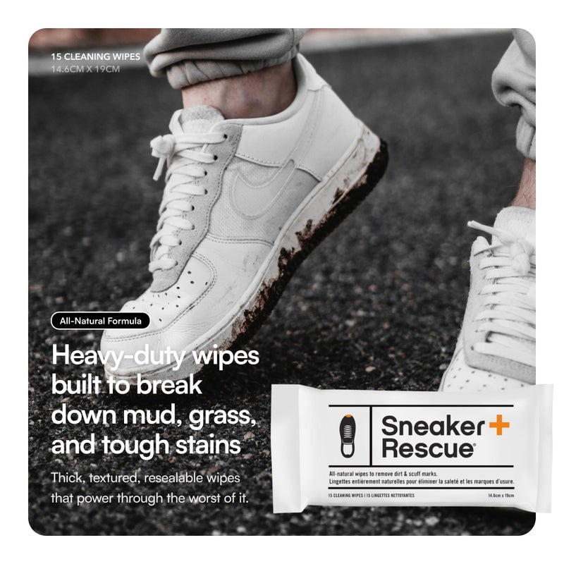 Boot Rescue SneakerRescue All-Natural Cleaning Wipes. Remove Dirt, Grass Stains & Mud from Any Type of Athletic Shoe: Tennis shoes, Golf shoes & Leather or Suede Sneakers. Re-sealable Pack of 15 Wipes. - Image 4